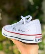 Gül Desenli Özel Nakışlı Beyaz Sneaker