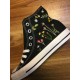 Renkli Çiçek Desenli Özel Nakışlı Siyah Sneaker Renkli Çiçek Desenli Özel Nakışlı Siyah Sneaker