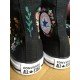 Renkli Çiçek Desenli Özel Nakışlı Siyah Sneaker Renkli Çiçek Desenli Özel Nakışlı Siyah Sneaker