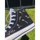Renkli Çiçek Desenli Özel Nakışlı Siyah Sneaker Renkli Çiçek Desenli Özel Nakışlı Siyah Sneaker
