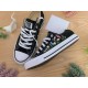 Renkli Çiçek Desenli Özel Nakışlı Siyah Sneaker Renkli Çiçek Desenli Özel Nakışlı Siyah Sneaker