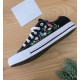 Renkli Çiçek Desenli Özel Nakışlı Siyah Sneaker Renkli Çiçek Desenli Özel Nakışlı Siyah Sneaker