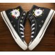 Renkli Çiçek Desenli Özel Nakışlı Siyah Sneaker Renkli Çiçek Desenli Özel Nakışlı Siyah Sneaker