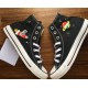 Renkli Çiçek Desenli Özel Nakışlı Siyah Sneaker Renkli Çiçek Desenli Özel Nakışlı Siyah Sneaker