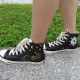 Renkli Çiçek Desenli Özel Nakışlı Siyah Sneaker Renkli Çiçek Desenli Özel Nakışlı Siyah Sneaker