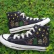 Renkli Çiçek Desenli Özel Nakışlı Siyah Sneaker Renkli Çiçek Desenli Özel Nakışlı Siyah Sneaker