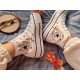 Renkli Çiçek Desenli Özel Nakışlı Beyaz Sneaker Renkli Çiçek Desenli Özel Nakışlı Beyaz Sneaker