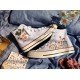 Renkli Çiçek Desenli Özel Nakışlı Beyaz Sneaker Renkli Çiçek Desenli Özel Nakışlı Beyaz Sneaker
