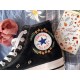 Renkli Çiçek Desenli Özel Nakışlı Siyah Sneaker