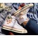 Renkli Çiçek Desenli Özel Nakışlı Beyaz Sneaker Renkli Çiçek Desenli Özel Nakışlı Beyaz Sneaker