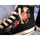 Renkli Çiçek Desenli Özel Nakışlı Siyah Sneaker Renkli Çiçek Desenli Özel Nakışlı Siyah Sneaker