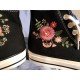 Renkli Çiçek Desenli Özel Nakışlı Siyah Sneaker Renkli Çiçek Desenli Özel Nakışlı Siyah Sneaker