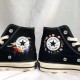 Renkli Çiçek Desenli Özel Nakışlı Siyah Sneaker Renkli Çiçek Desenli Özel Nakışlı Siyah Sneaker