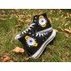 Renkli Çiçek Desenli Özel Nakışlı Siyah Sneaker Renkli Çiçek Desenli Özel Nakışlı Siyah Sneaker