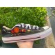 Renkli Çiçek Desenli Özel Nakışlı Siyah Sneaker