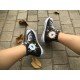 Renkli Çiçek Desenli Özel Nakışlı Siyah Sneaker Renkli Çiçek Desenli Özel Nakışlı Siyah Sneaker