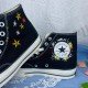 Renkli Çiçek Desenli Özel Nakışlı Siyah Sneaker Renkli Çiçek Desenli Özel Nakışlı Siyah Sneaker