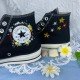 Renkli Çiçek Desenli Özel Nakışlı Siyah Sneaker Renkli Çiçek Desenli Özel Nakışlı Siyah Sneaker