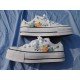 Renkli Çiçek Desenli Özel Nakışlı Beyaz Sneaker Renkli Çiçek Desenli Özel Nakışlı Beyaz Sneaker