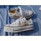 Renkli Çiçek Desenli Özel Nakışlı Beyaz Sneaker Renkli Çiçek Desenli Özel Nakışlı Beyaz Sneaker