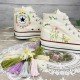 Renkli Çiçek Desenli Özel Nakışlı Beyaz Sneaker Renkli Çiçek Desenli Özel Nakışlı Beyaz Sneaker