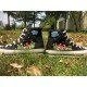Renkli Çiçek Desenli Özel Nakışlı Siyah Sneaker