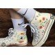 Renkli Çiçek Desenli Özel Nakışlı Beyaz Sneaker Renkli Çiçek Desenli Özel Nakışlı Beyaz Sneaker
