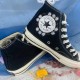 Renkli Çiçek Desenli Özel Nakışlı Siyah Sneaker Renkli Çiçek Desenli Özel Nakışlı Siyah Sneaker