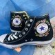 Renkli Çiçek Desenli Özel Nakışlı Siyah Sneaker Renkli Çiçek Desenli Özel Nakışlı Siyah Sneaker