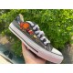 Renkli Çiçek Desenli Özel Nakışlı Siyah Sneaker