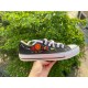 Renkli Çiçek Desenli Özel Nakışlı Siyah Sneaker