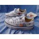 Renkli Çiçek Desenli Özel Nakışlı Beyaz Sneaker Renkli Çiçek Desenli Özel Nakışlı Beyaz Sneaker