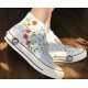 Renkli Çiçek Desenli Özel Nakışlı Beyaz Sneaker Renkli Çiçek Desenli Özel Nakışlı Beyaz Sneaker
