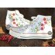 Renkli Çiçek Desenli Özel Nakışlı Beyaz Sneaker Renkli Çiçek Desenli Özel Nakışlı Beyaz Sneaker