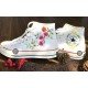 Renkli Çiçek Desenli Özel Nakışlı Beyaz Sneaker Renkli Çiçek Desenli Özel Nakışlı Beyaz Sneaker