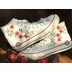 Renkli Çiçek Desenli Özel Nakışlı Beyaz Sneaker Renkli Çiçek Desenli Özel Nakışlı Beyaz Sneaker