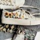 Renkli Çiçek Desenli Özel Nakışlı Beyaz Sneaker Renkli Çiçek Desenli Özel Nakışlı Beyaz Sneaker