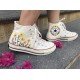 Renkli Çiçek Desenli Özel Nakışlı Beyaz Sneaker Renkli Çiçek Desenli Özel Nakışlı Beyaz Sneaker