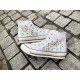 Renkli Çiçek Desenli Özel Nakışlı Beyaz Sneaker Renkli Çiçek Desenli Özel Nakışlı Beyaz Sneaker