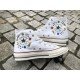 Renkli Çiçek Desenli Özel Nakışlı Beyaz Sneaker Renkli Çiçek Desenli Özel Nakışlı Beyaz Sneaker