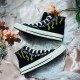 Renkli Çiçek Desenli Özel Nakışlı Siyah Sneaker Renkli Çiçek Desenli Özel Nakışlı Siyah Sneaker