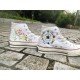 Renkli Çiçek Desenli Özel Nakışlı Beyaz Sneaker Renkli Çiçek Desenli Özel Nakışlı Beyaz Sneaker