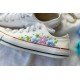 Renkli Çiçek Desenli Özel Nakışlı Beyaz Sneaker Renkli Çiçek Desenli Özel Nakışlı Beyaz Sneaker