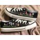 Renkli Çiçek Desenli Özel Nakışlı Siyah Sneaker Renkli Çiçek Desenli Özel Nakışlı Siyah Sneaker