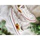Renkli Çiçek Desenli Özel Nakışlı Beyaz Sneaker Renkli Çiçek Desenli Özel Nakışlı Beyaz Sneaker
