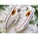 Renkli Çiçek Desenli Özel Nakışlı Beyaz Sneaker Renkli Çiçek Desenli Özel Nakışlı Beyaz Sneaker