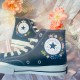 Renkli Çiçek Desenli Özel Nakışlı Siyah Sneaker Renkli Çiçek Desenli Özel Nakışlı Siyah Sneaker