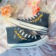 Renkli Çiçek Desenli Özel Nakışlı Siyah Sneaker Renkli Çiçek Desenli Özel Nakışlı Siyah Sneaker