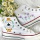 Renkli Çiçek Desenli Özel Nakışlı Beyaz Sneaker Renkli Çiçek Desenli Özel Nakışlı Beyaz Sneaker