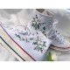 Renkli Çiçek Desenli Özel Nakışlı Beyaz Sneaker Renkli Çiçek Desenli Özel Nakışlı Beyaz Sneaker